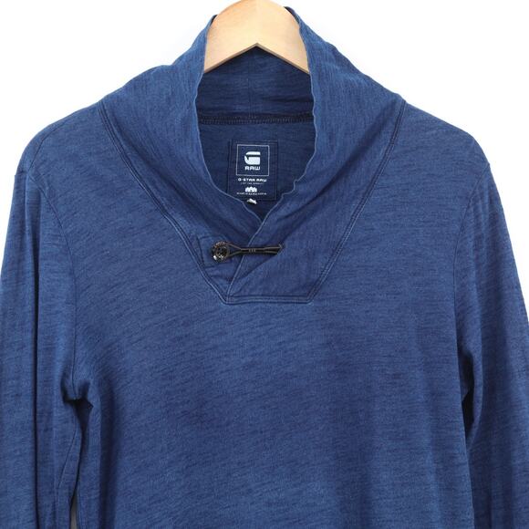 G-Star Raw Men's Long Sleeve Pullover Mock Turtle Neck Heathered Blue Sz M - Picture 4 of 13